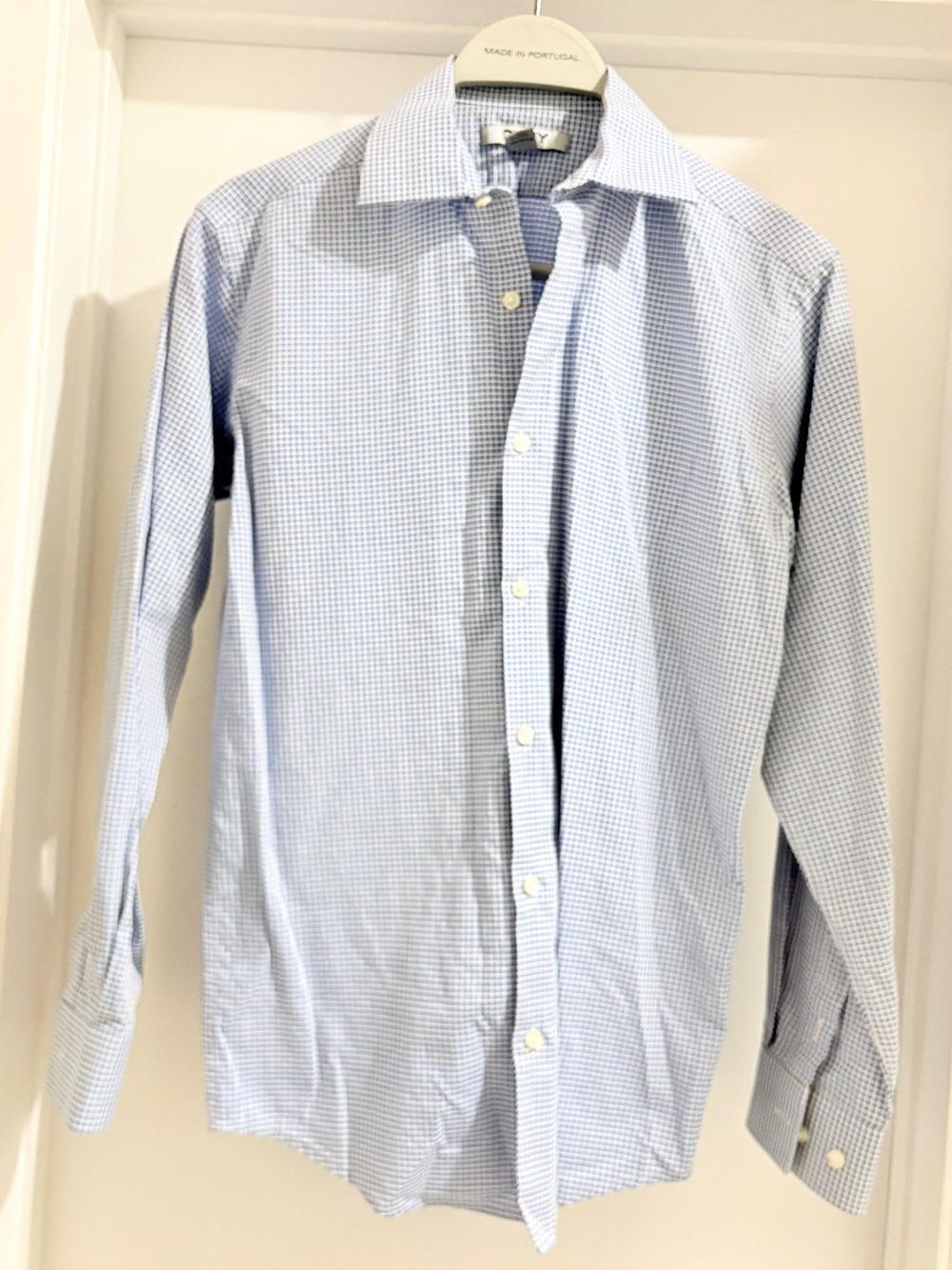 DKNY Light Blue Micro-Check Dress Shirt